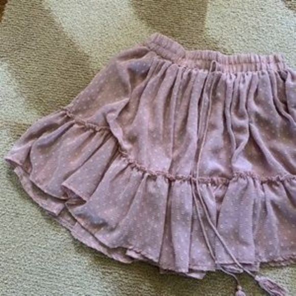 1 Left!! Boho Polka Dot Blush Chiffon Mini Skirt - Picture 3 of 4